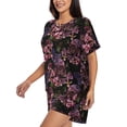 thumbnail image 2 of Kdxio Orchids Flowers Print Pajamas Sets for Women Short-Sleeved Pjs with Lounge Shorts Two Piece Sleepwear S-4XL, 2 of 9