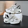 thumbnail image 4 of Kids Mesh Sneakers Breathable Lace up Tennis Shoes for Girls Casual Chunky Cushioning Antislip Running Athletic Shoes Black 12 Little Kid, 4 of 7