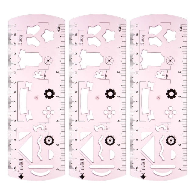 Unique Bargains 3pcs Unbreakable Flexible Rulers 15cm/6' Double Scale Shatterproof Folding Plastic Ruler, Light Pink