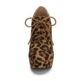 thumbnail image 6 of BLISSFUL STEP Women's Platform Block Heel Lace Up Booties Leopard 7, 6 of 8