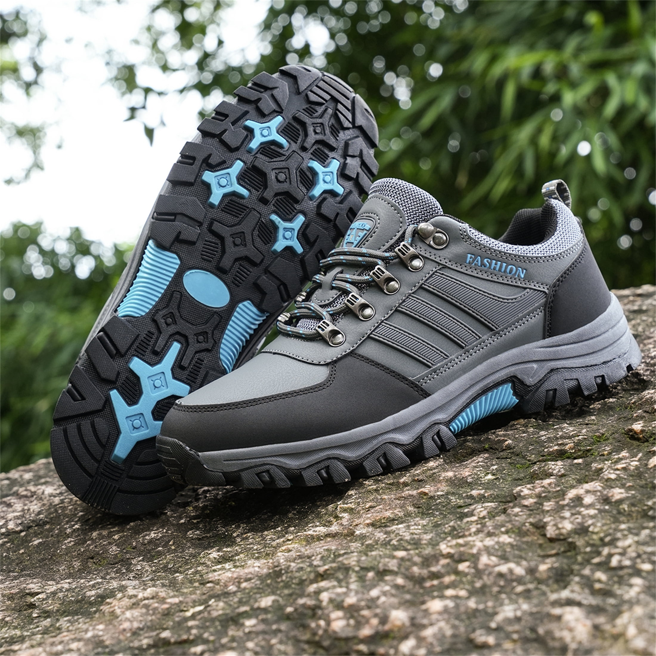 YOURDIARY Mens Hiking Shoes Outdoor Trekking Boots Anti-Slip Waterproof Comfortable Camping Trail Shoes