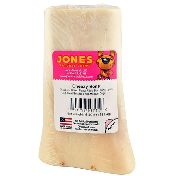 Jones Cheezy Bone Stuffed Dog Chew Treat