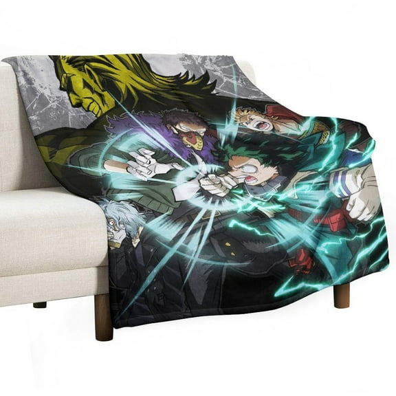 My Hero Blanket Academia Mha Flannel Throw Blankets Soft Pile Cozy Plush Throw Blanket for All Seasons, 3D Printed Warm Blanket for Sofa Beds Home Decor
