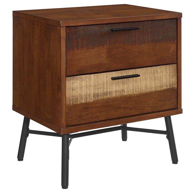 Modway Arwen 2 Drawer Nightstand in Walnut and Black