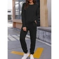 thumbnail image 2 of Femmes 2 Pièce Tenue en Vrac Extensible Pull Manches Longues Pantalon Automne Pyjamas Ensemble Noir XXL, 2 of 6