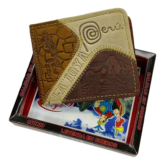 New Cusco Machu Picchu Peru Souvenir Men's Embossed Leather Bifold Wallet