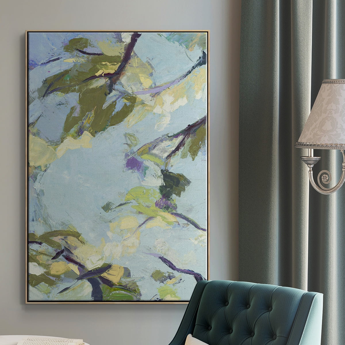 Aqua Sky Framed Premium Gallery Wrapped Canvas - Ready to Hang - 17 x 25 - Natural Wood Floating Frame