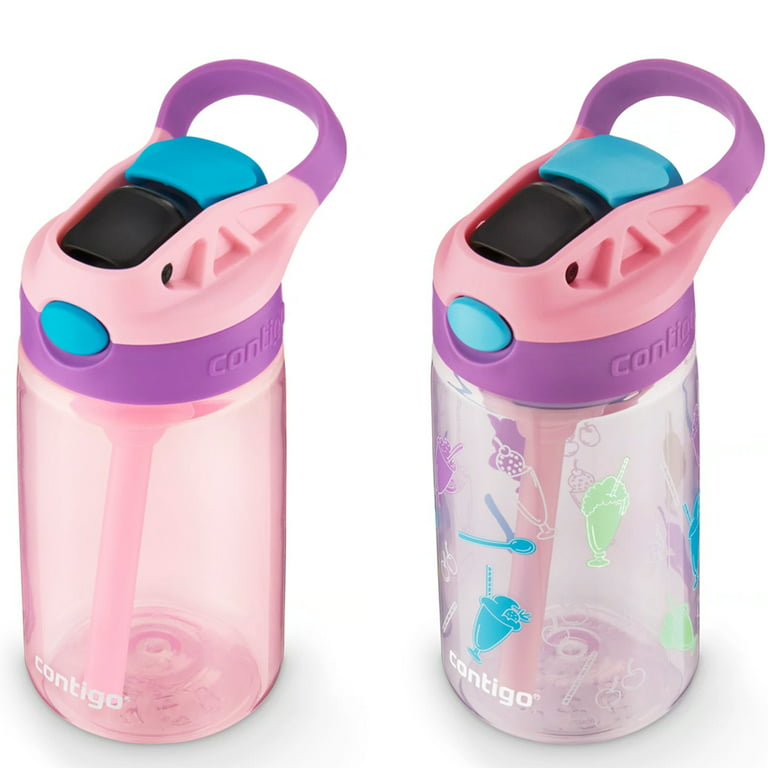 Contigo 14 oz Kids Plastic Water Bottle with Straw Lid 2 Pack