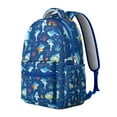 thumbnail image 2 of Cute Blue Shark and Dolphin Student Backpack Durable Waterproof Composite Oxford Cloth with Hand Drawn Marine Life Design, Comfortable Adjustable Straps, Perfect for School and Travel, 2 of 5