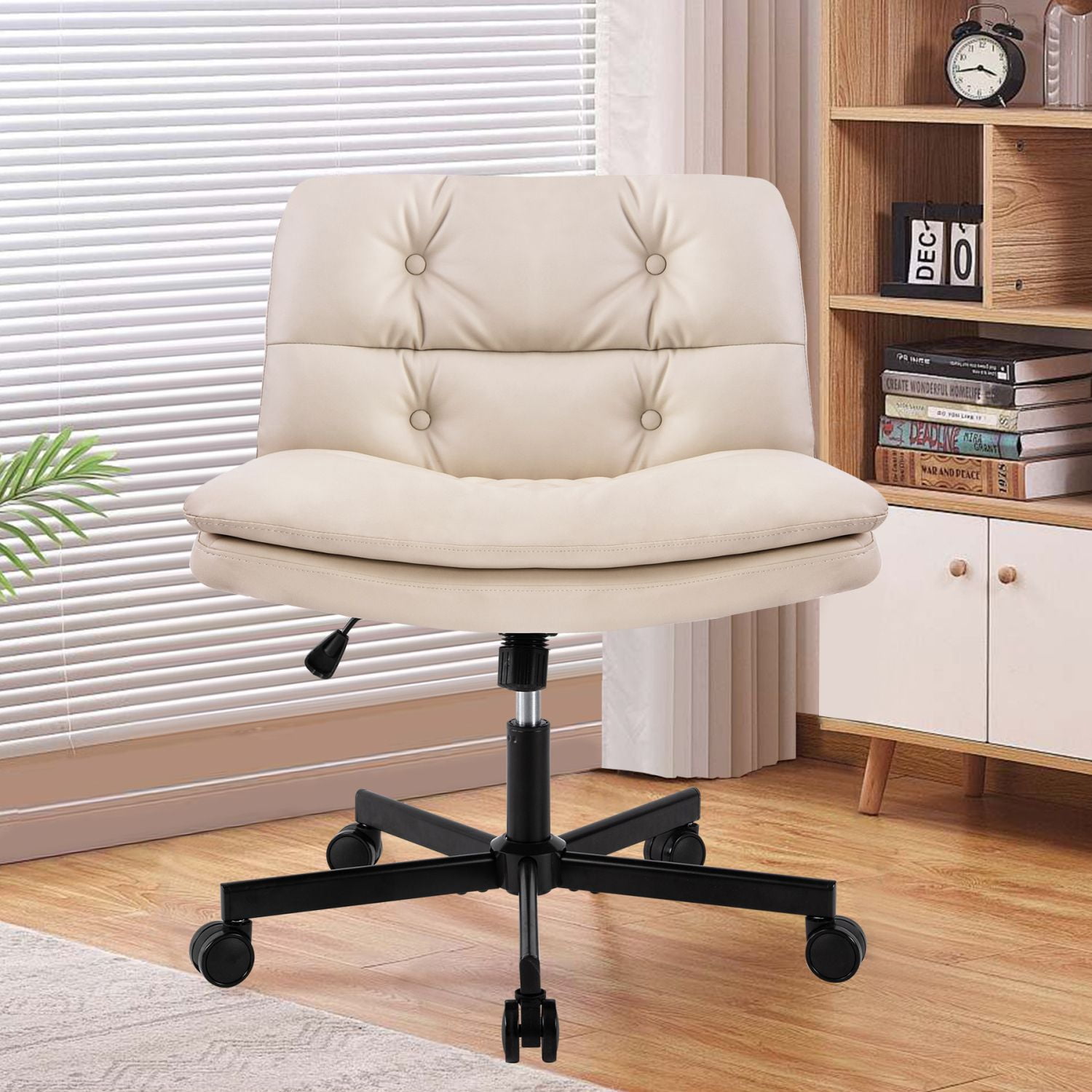 Asteroutdoor 360 Swivel Home Office Desk Chair with Wheels, Larger Size, Adjustable Height, Black