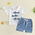 thumbnail image 2 of Sopiago Toddler Baby Boy Summer Clothes 1T 2T 3T 4T Cute Animal Print Short Sleeve T-Shirts Tops Drawstring Shorts Outfits(White,2-3 Years), 2 of 3