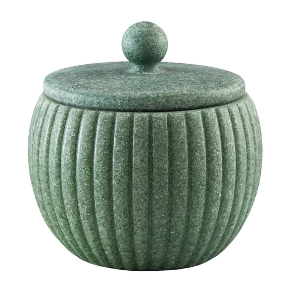 Stylehouse Green Faux Marble Lidded Jar Storage Canister - Elegant Bathroom & Kitchen Decor