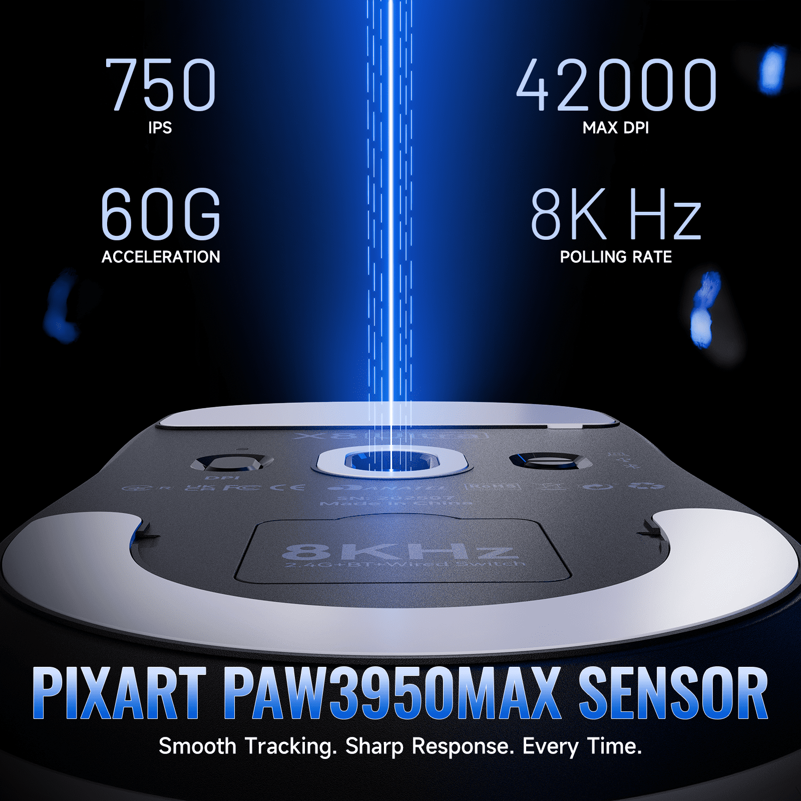 ATTACK SHARK X8 ULTRA Wireless Gaming Mouse, Tri-Mode 2.4G/USB-C Wired/Bluetooth, PAW3950MAX Sensor, 42000 DPI, 55g Lightweight Design, 8000Hz Polling Rate, White