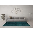 thumbnail image 3 of Ahgly Company Machine Washable Indoor Round Abstract Turquoise Blue Modern Area Rugs, 5' Round, 3 of 4