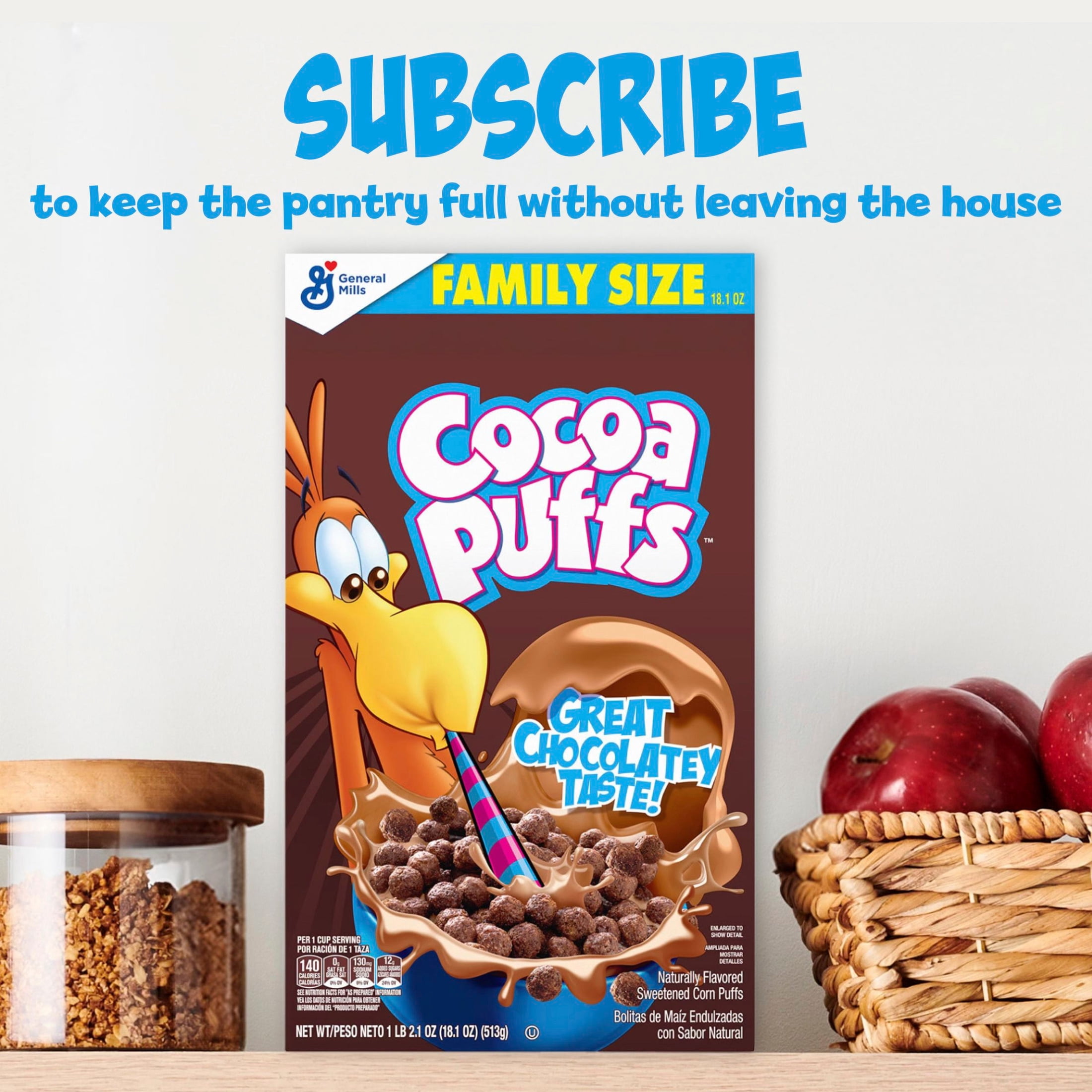 Cocoa Puffs, Chocolate Breakfast Cereal with Whole Grains, Family Size, 18.1 oz