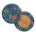 thumbnail image 2 of Psesaysky Colorful Floral Round Stool Covers, 2 Pack Polyester Elastic Stretch Covers for Home Bar Counter Round Seats, 2 of 6