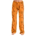 thumbnail image 3 of Womens Halloween Sleep Pants Relaxed Straight Leg Pajama Bottoms Full Length Casual Lounge Wear Elastic Waist No Drawstring Comfy Pjs for Home Earthy Yellow M, 3 of 5