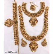 FIRST RAY MART Beautiful Antique Temple Necklace Set /Indian Women Jewellery Gold Plated Fashion Jewelry/Designer Pearl Necklace / Wedding Wear Bridal Gift