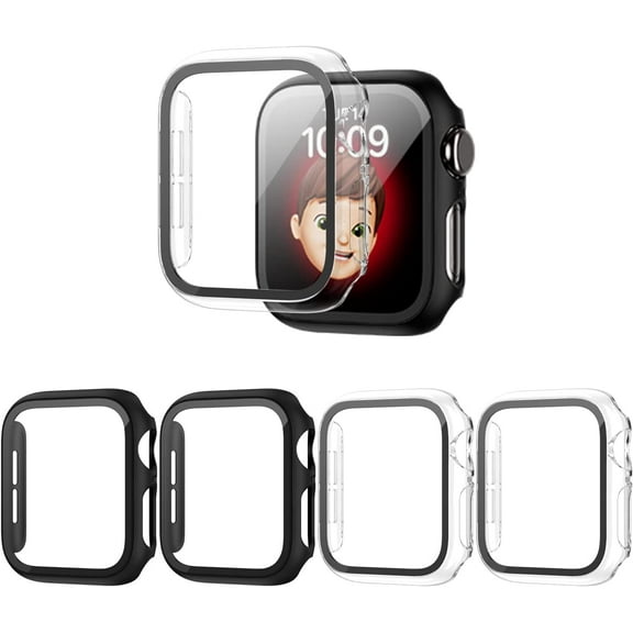 [4 Pack] Case for Apple Watch 42mm Series 3 Series 2 Series 1 with Tempered Glass Screen Protector, Overall Cover Scratch Resistant Ultra-Thin HD Bumper for iWatch 42mm Accessories