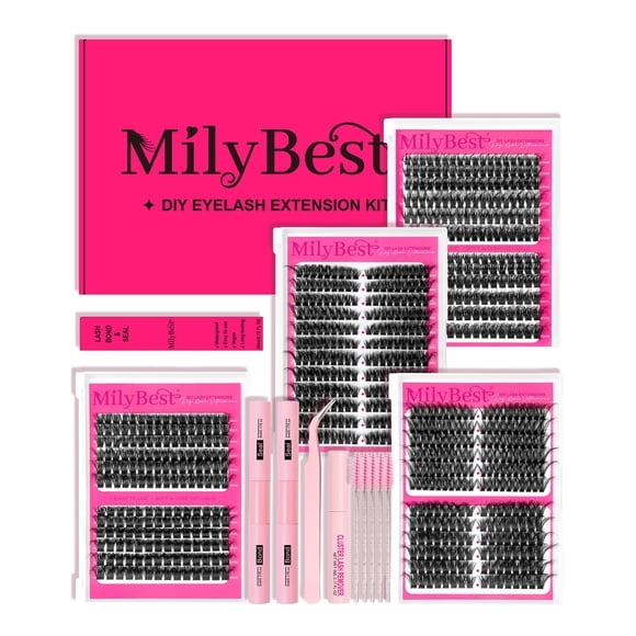 Kit de Pestañas Postizas en Racimos MilyBest 864 piezas Curl D