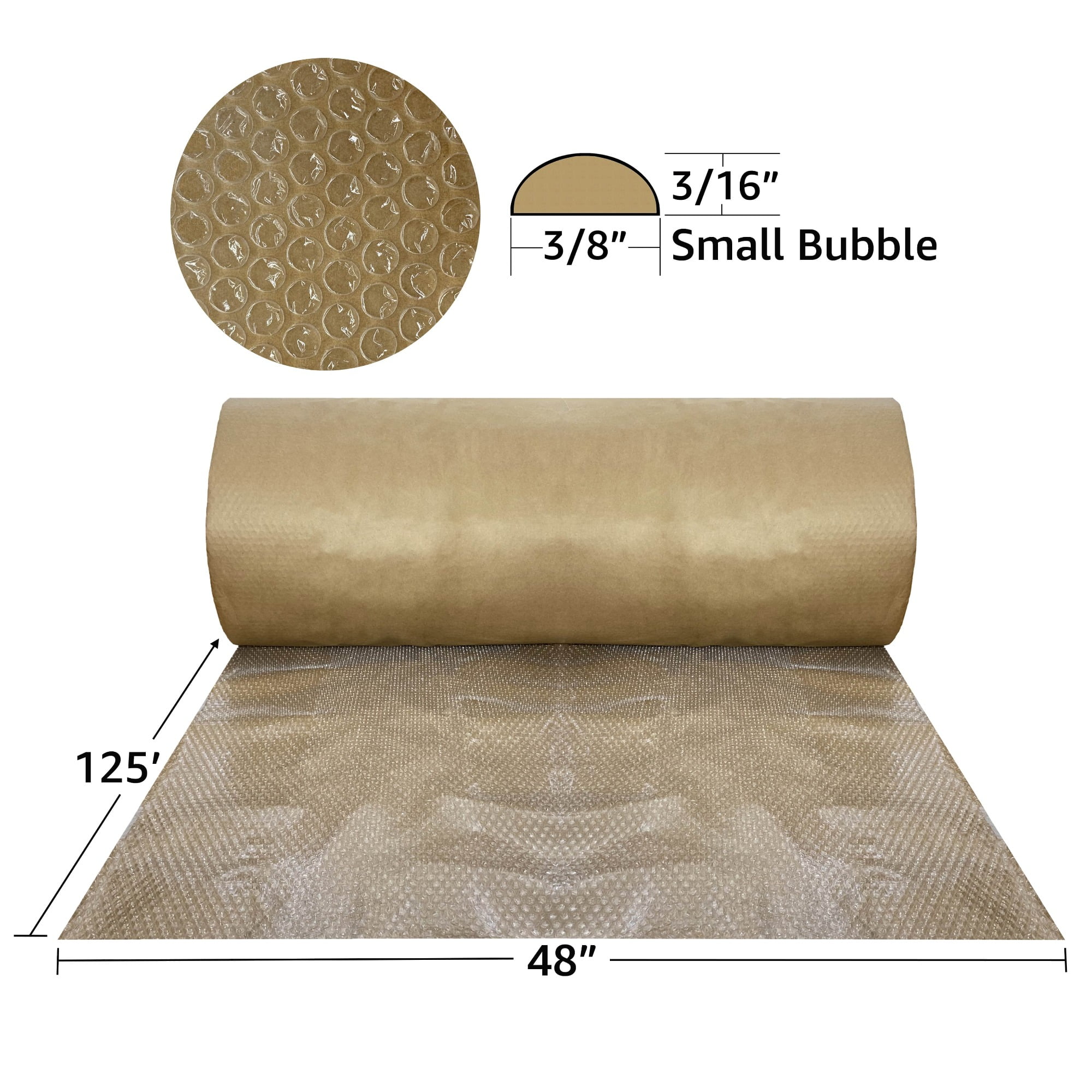 StarBoxes Kraft Backed Bubble Cushioning Wrap 48" x 125-Feet long Roll