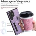 thumbnail image 6 of Phone Case for Samsung Galaxy S23 Ultra 5G Wallet Cover with Screen Protector and Wrist Strap Lanyard RFID Credit Card Holder Ring Stand Cell Accessories S23Ultra 23S S 23 23Ultra 6.8 inch Men Purple, 6 of 7