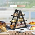 thumbnail image 5 of 3 Tier Serving Tray Cupcake Stand and Towers Serving Tray for Party Food Tray Farmhouse Serving Platter Decorative Tray Decor Dessert Display Set Tiered Tray Stand (Black), 5 of 7