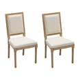 thumbnail image 5 of Hassch 2-Pack French Country Dining Side Chairs, Beige Linen Upholstered Padded Seat & Back, Carved Solid Wood Frame, Farmhouse Kitchen or Restaurant Accent Chairs, 5 of 9