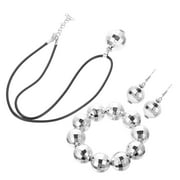 2 Sets Disco Necklace Earrings Ornament Balls Dangle for Women Shinny Ornaments Party Supplies Jewlery Miss