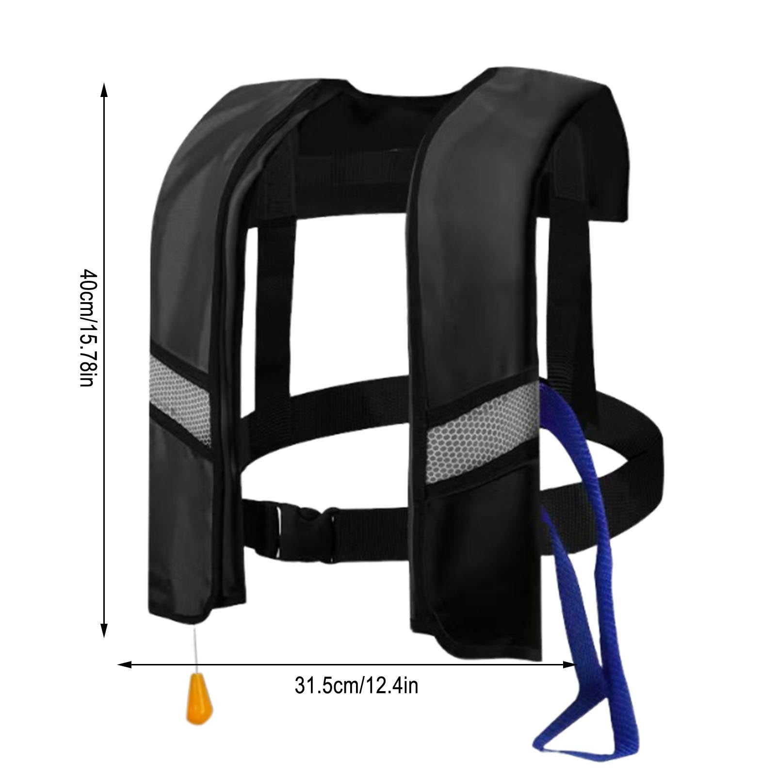 Manual Inflatable Life Jacket, Adult Fishing Boating Safety Vest with Easy Air Expandable Mechanism, High Visibility Buoyancy Vest for Water Sports and Outdoor Activities