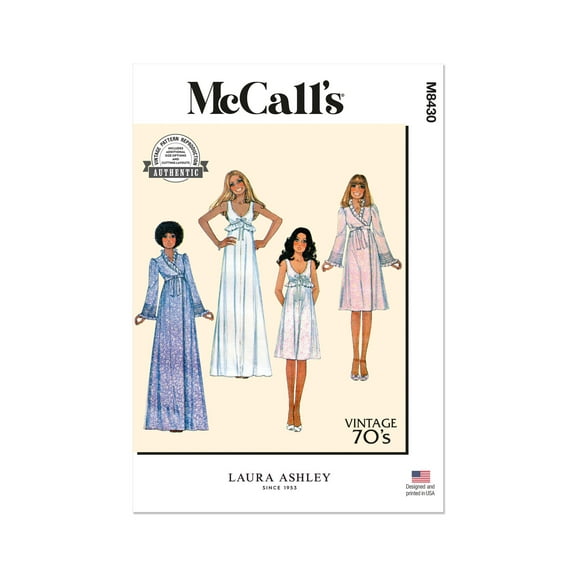 McCall's Sewing Pattern 8430 - Misses' Robe and Nightgown, Size: AA (XS-S-M)