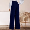 thumbnail image 7 of Favoffer Women's High Waist Suit Pants Solid Color Elastic Waist Straight Wide Leg Pocket Casual Work Trousers Business Office Bottom for Commute Travel, 7 of 7