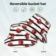 thumbnail image 2 of Sikiie Ladybugs on Black and White Striped1 Reflective Double-Sided Bucket Hat, Sun Hat, for Gardening, Beaching, Camping, Hiking, Fishing, 2 of 6