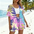 thumbnail image 4 of Wowcloth Womens Hawaiian Print Beach Set, Loose Fit Casual Outfit with Cardigan and Shorts for Vacation and Summer Wear, 4 of 7