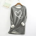 thumbnail image 3 of Fmbrln Womens Sherpa Lined Fleece Crewneck Sport Sweatshirt, Winter Warm Pullover Loungewear Heart Print Tunic Tops,, 3 of 4