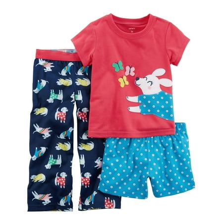 Carter's Baby Girls' 3-Piece Dog Jersey PJs, 24 Months