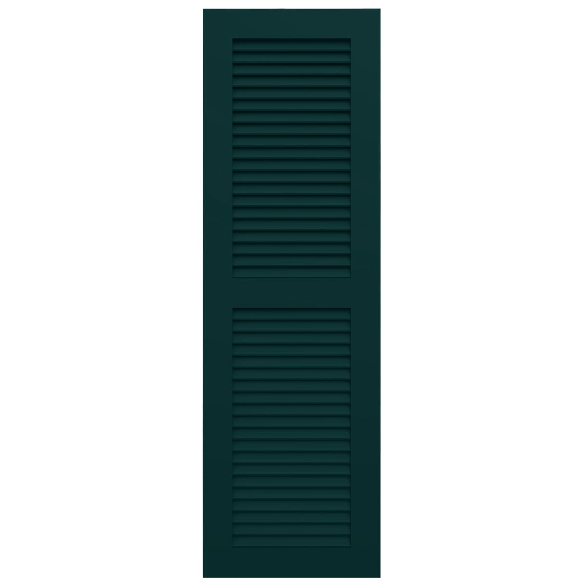 Ekena Millwork 18"W x 68"H True Fit PVC Two Equal Louver Shutters, Thermal Green (Per Pair - Hardware Not Included)