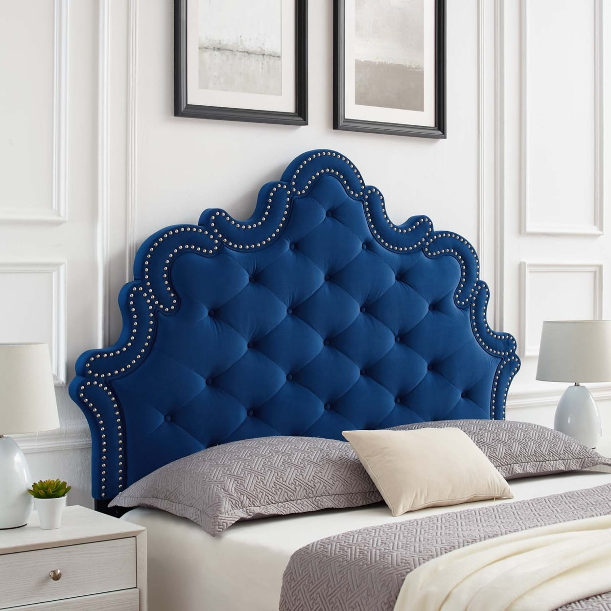 Arabella ButtonTufted Performance Velvet Twin HeadboardMOD6562