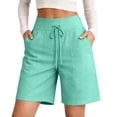 thumbnail image 2 of Only Moment Womens Lightweight Shorts Bamboo Nodes Cotton Summer Casual Elastic High Waisted Wide Leg Cute Dressy 2026 Vacation Beach Clothes Shorts Women Light Green,3XL, 2 of 6