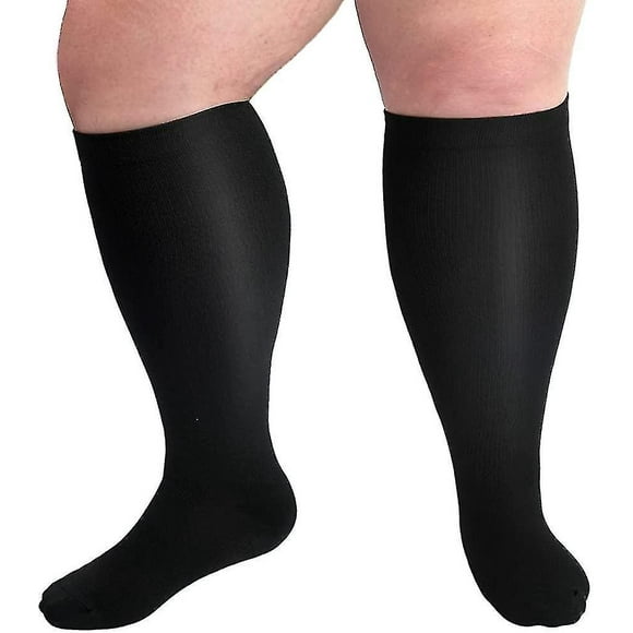 Chaussettes de Compression Grande Taille 20-30 Mmhg pour Hommes et Femmes Mollet Large Extra Large pour le Circulat