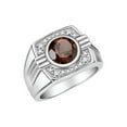 thumbnail image 3 of RYLOS Mens Rings Sterling Silver Designer Round Gemstone &  Sparkling Diamond Ring Smoky Quartz June Birthstone Rings For Men, Men's Rings, Silver Rings, Sizes 8 - 13, 3 of 7