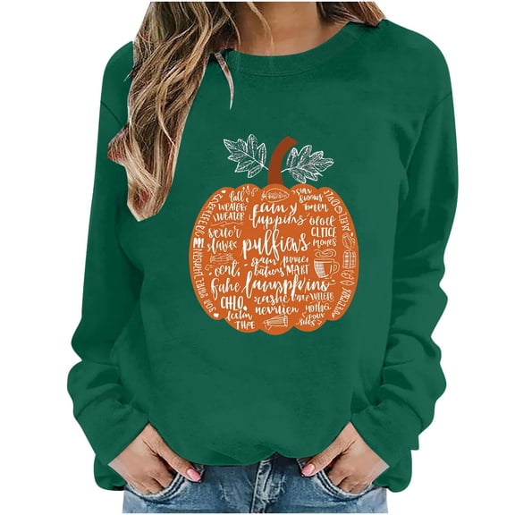 Juebong Halloween Funny Graphic Tops for Womens Teens Sweatshirts Crewneck Pullover Female Fall Outfits 2026,Witch Pumpkin Ghost Bat,loose,Maternity, workout,airport fashion clothes