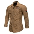 thumbnail image 2 of Men Shirts Cotton Long Sleeve Button Down Cargo Work Shirt, 2 of 2