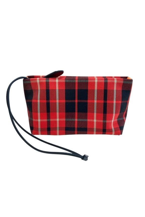 Pre-Owned BURBERRY Check Pattern Clutch Bag Pouch Red Women's