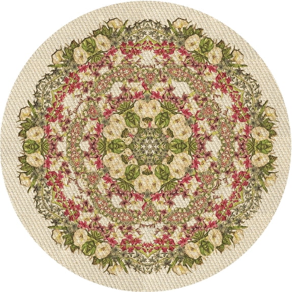 Ahgly Company Machine Washable Indoor Round Transitional Khaki Gold Area Rugs, 8' Round