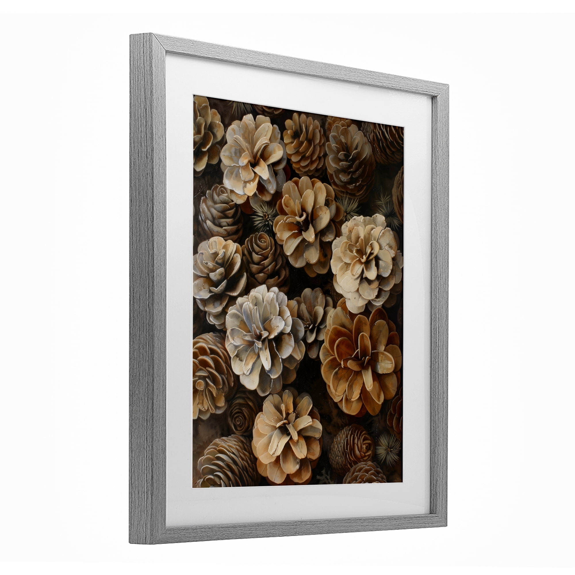 Stupell Industries Pinecone Arrangement Rustic Botanicals Gray Framed Print Under Glass, design by Creative Studio