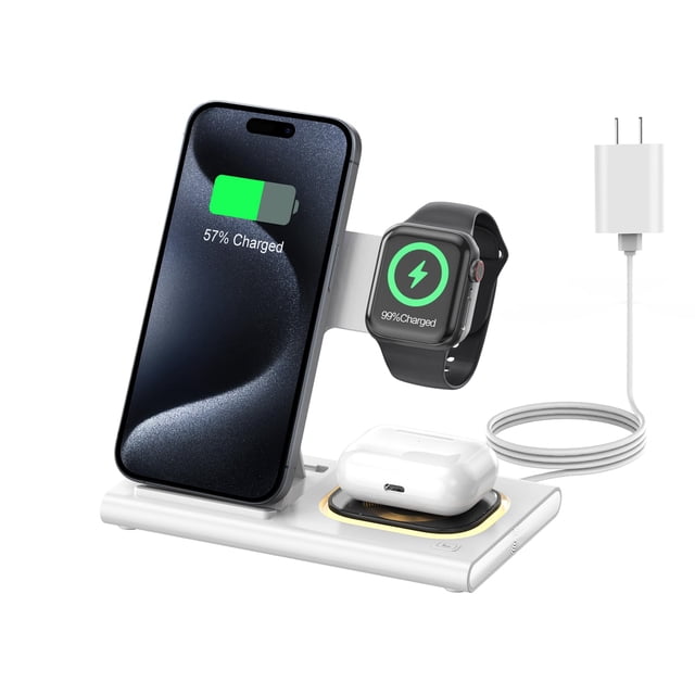 Cargador inalámbrico 3 en 1, estación de carga plegable para Apple