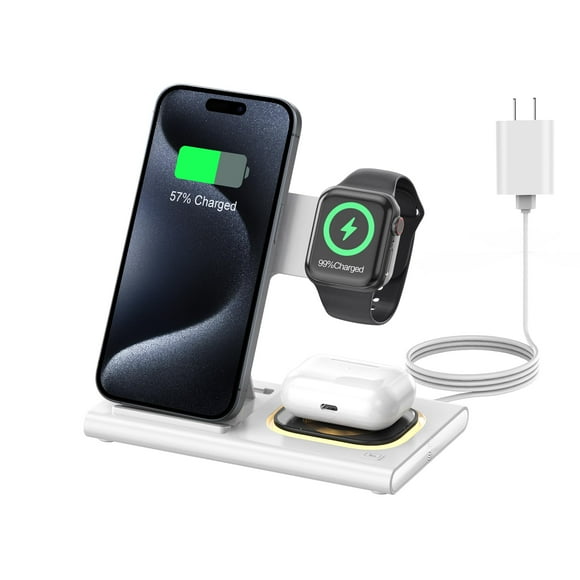 Cargador inalámbrico 3 en 1, estación de carga plegable para Apple