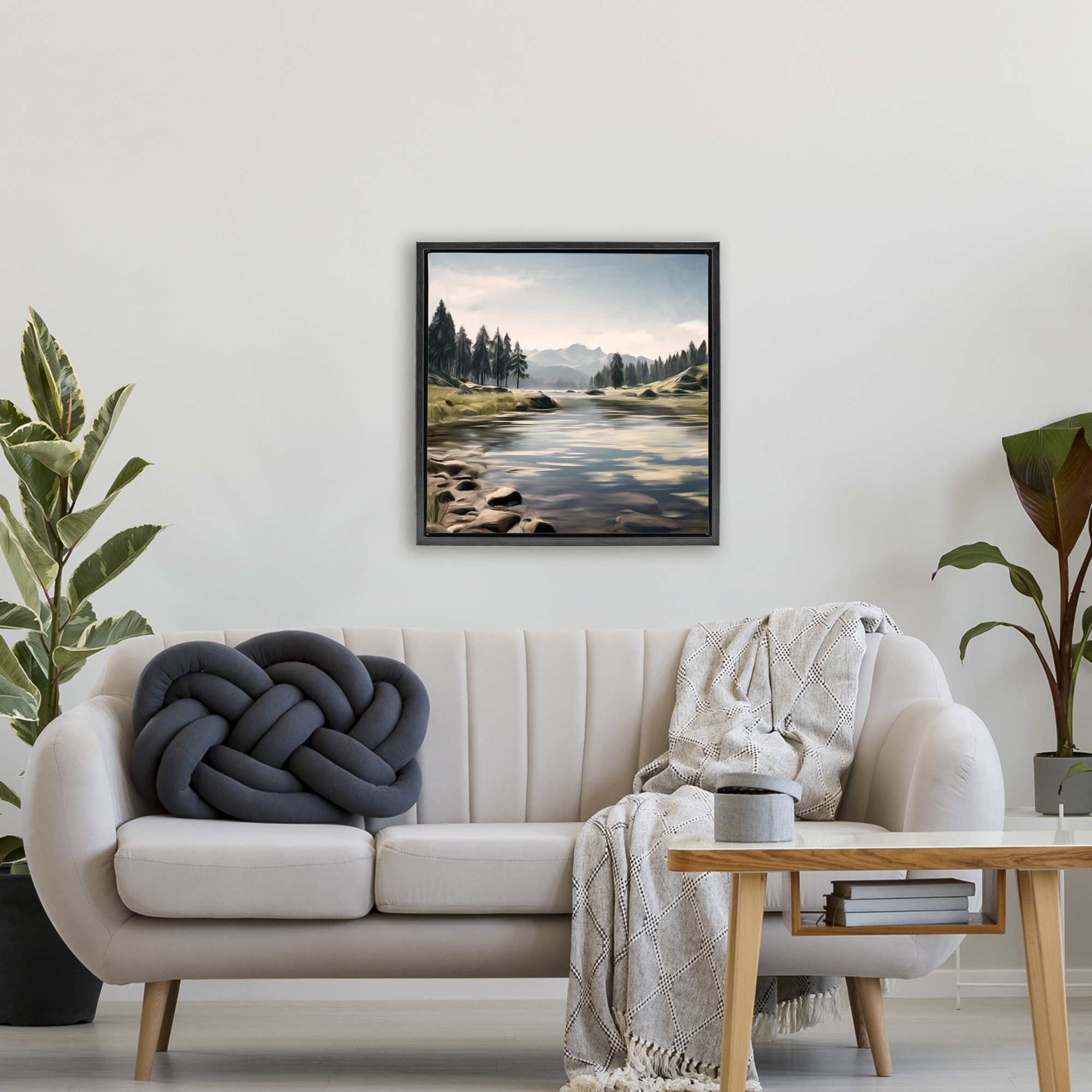 My Hideaway Pond Ripples Black Framed Floater Canvas Wall Art, design by Kim Allen