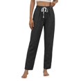 thumbnail image 3 of Women's Tall Fit Linen Blend Pants with Adjustable Drawstring Waist and Side Pockets, Lightweight Breathable Fabric for All Day Comfort Black L, 3 of 8